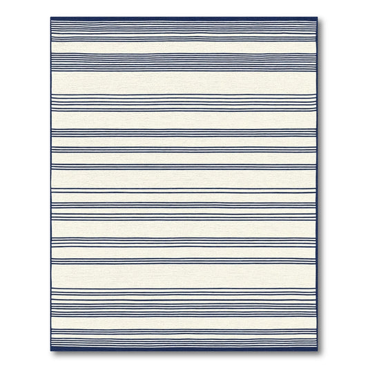 Navy Cream Horizontal Stripe Rug