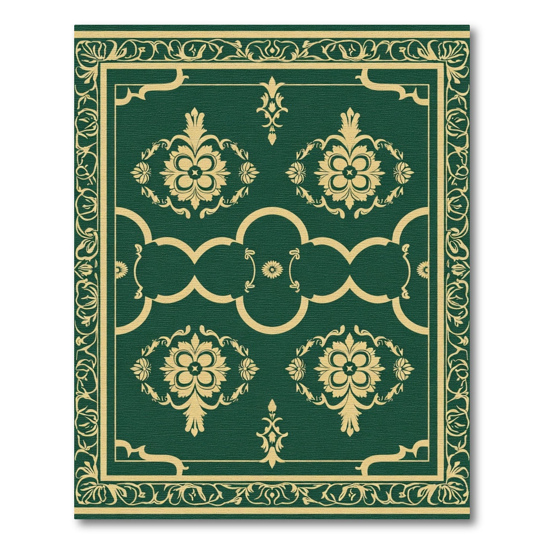Royal Emerald Golden Arabesque Lace Rug