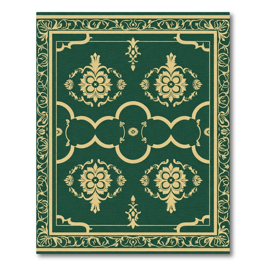 Royal Emerald Golden Arabesque Lace Rug