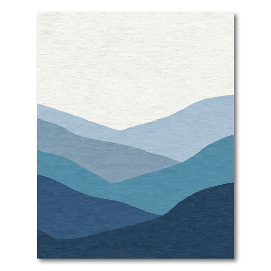 Serene Blue Gradient Mountain Layers Rug