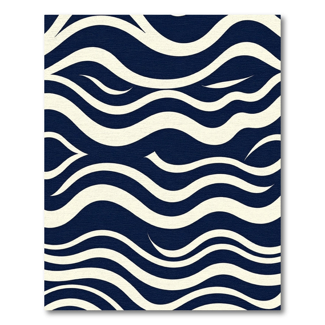Navy Cream Flowing Wave Abstract Rug