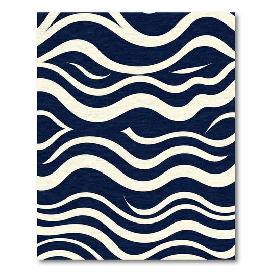 Navy Cream Flowing Wave Abstract Rug