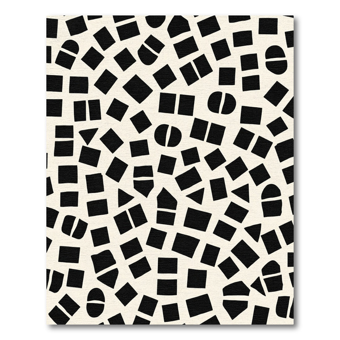 Modern Black Geometric Shapes Scatter Rug