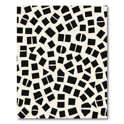 Modern Black Geometric Shapes Scatter Rug
