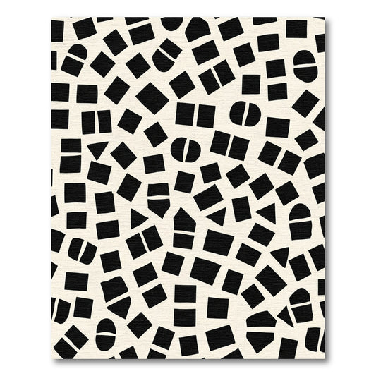 Modern Black Geometric Shapes Scatter Rug