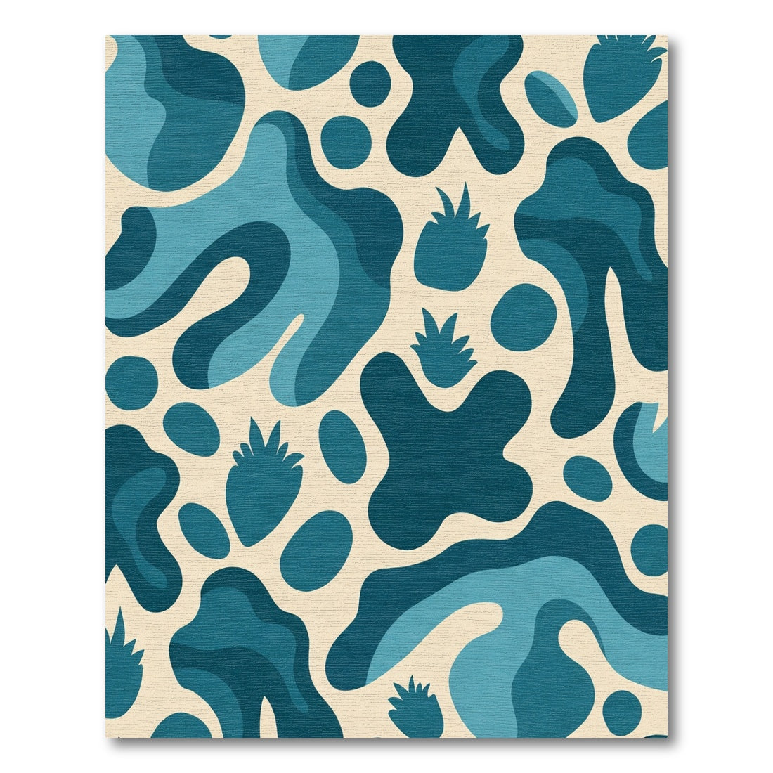 Teal Abstract Organic Shapes Rug