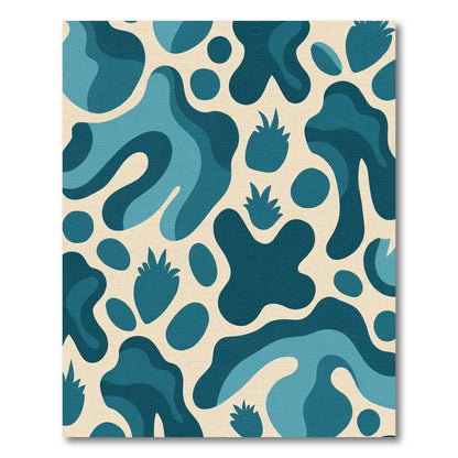 Teal Abstract Organic Shapes Rug