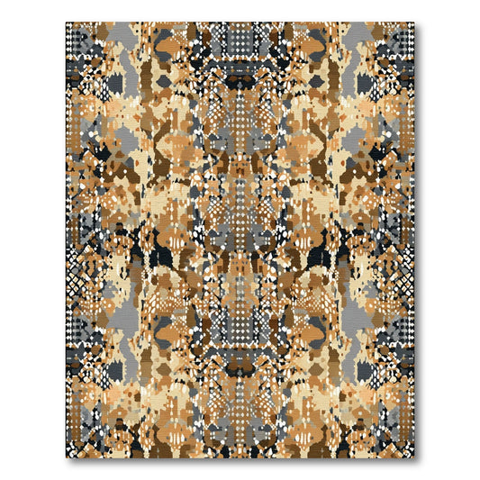 Earthy Camouflage Pixelated Abstract Rug