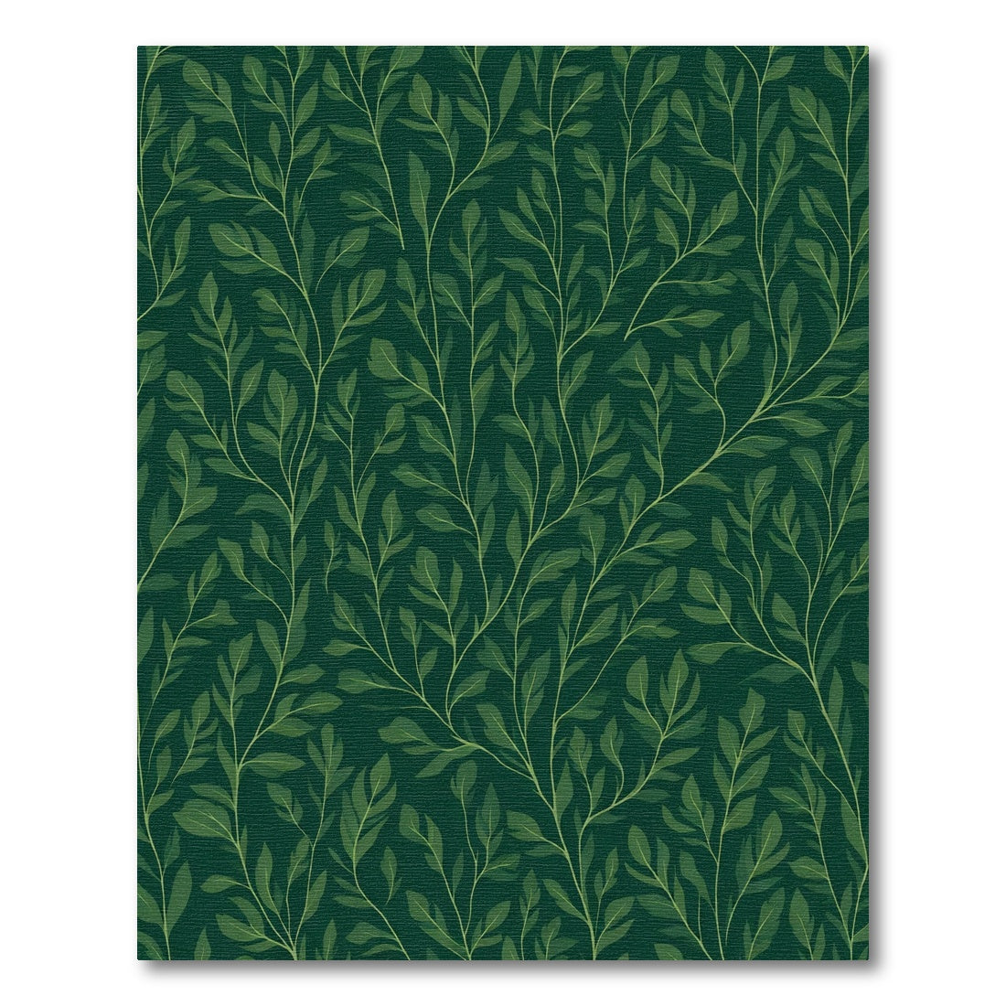 Deep Green Leafy Vine Pattern Rug
