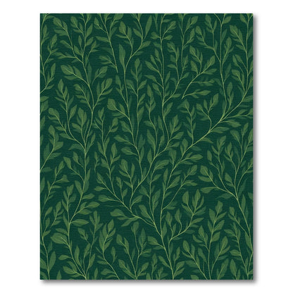 Deep Green Leafy Vine Pattern Rug