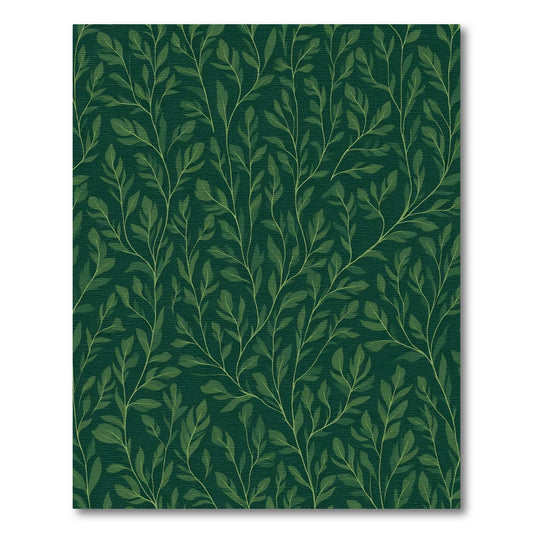 Deep Green Leafy Vine Pattern Rug