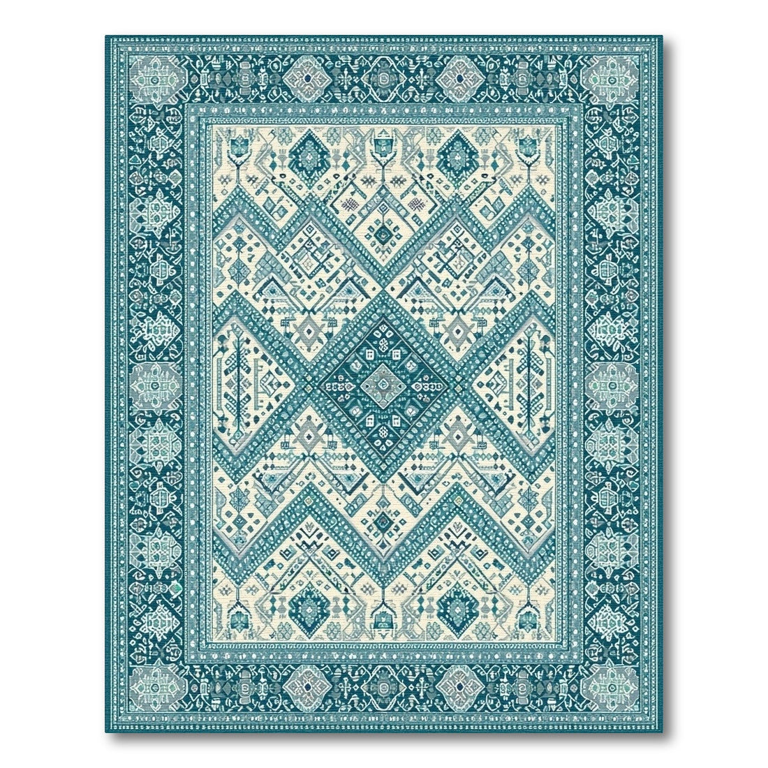 Blue Teal Heritage Tribal No. 10 Area Rug