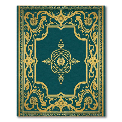 Teal Gold Floral Ornament Rug