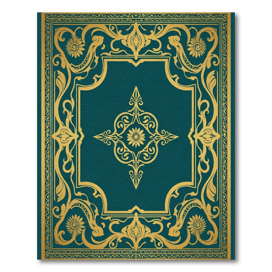 Teal Gold Floral Ornament Rug