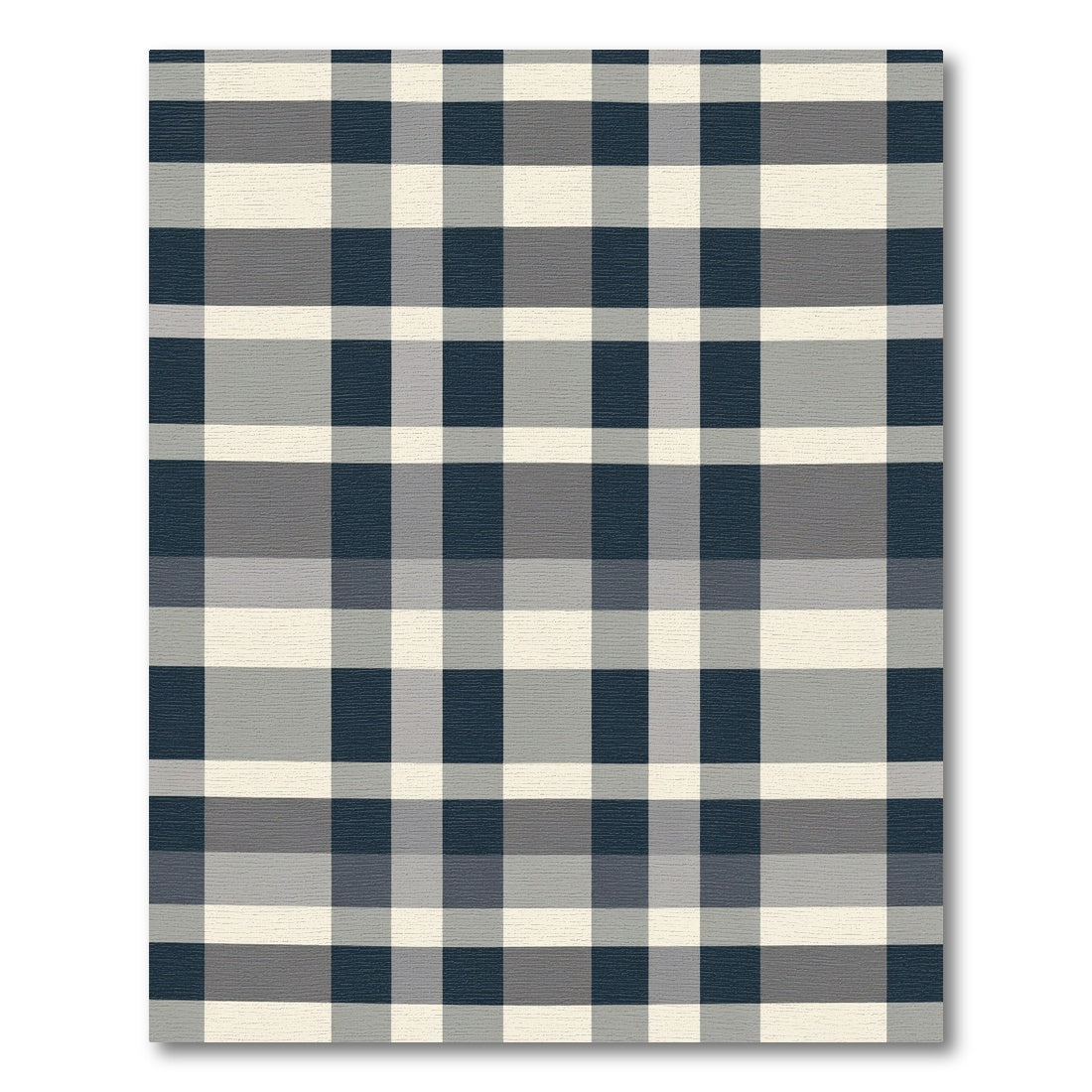 Navy Gray Cream Buffalo Check Rug