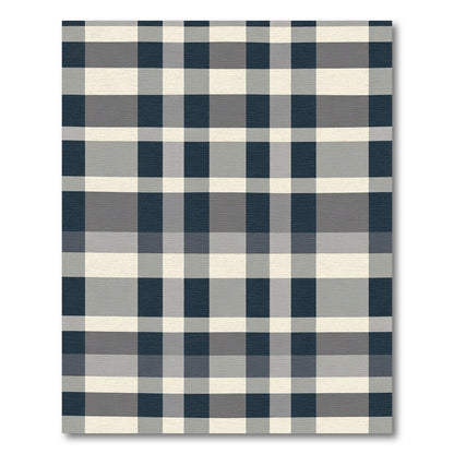 Navy Gray Cream Buffalo Check Rug
