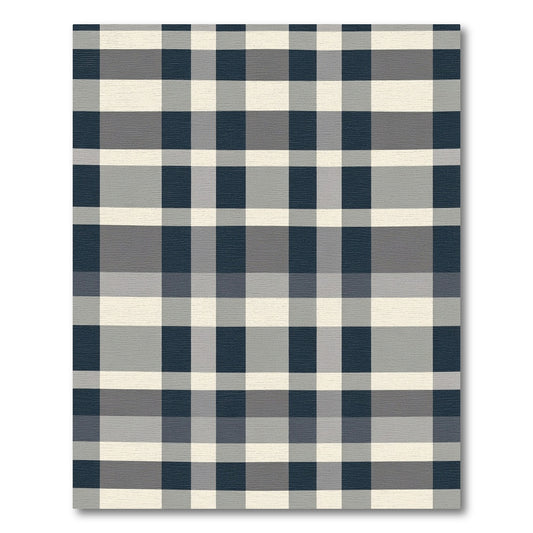 Navy Gray Cream Buffalo Check Rug