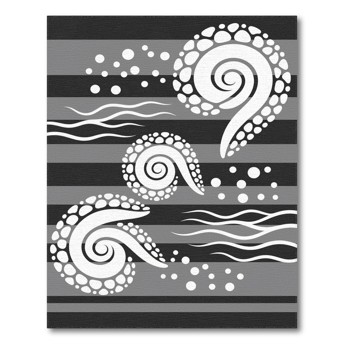 Black White Spiral Wave Area Rug
