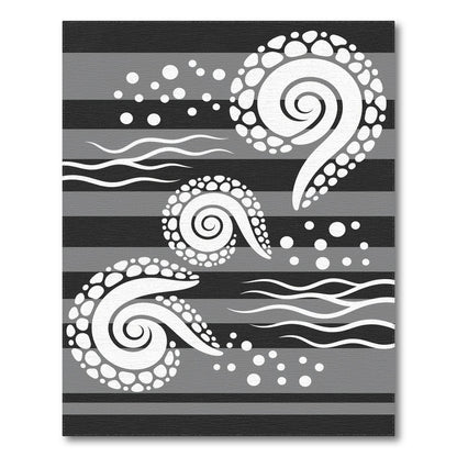 Black White Spiral Wave Area Rug
