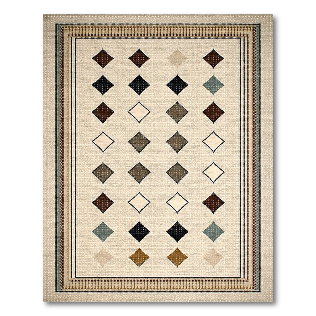 Beige Geometric Diamond Area Rug