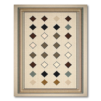 Beige Geometric Diamond Area Rug