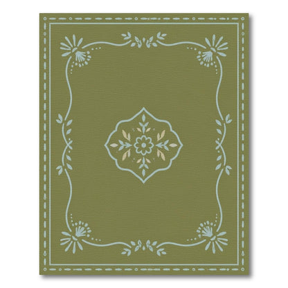 Sage Green Vintage Floral Medallion Rug