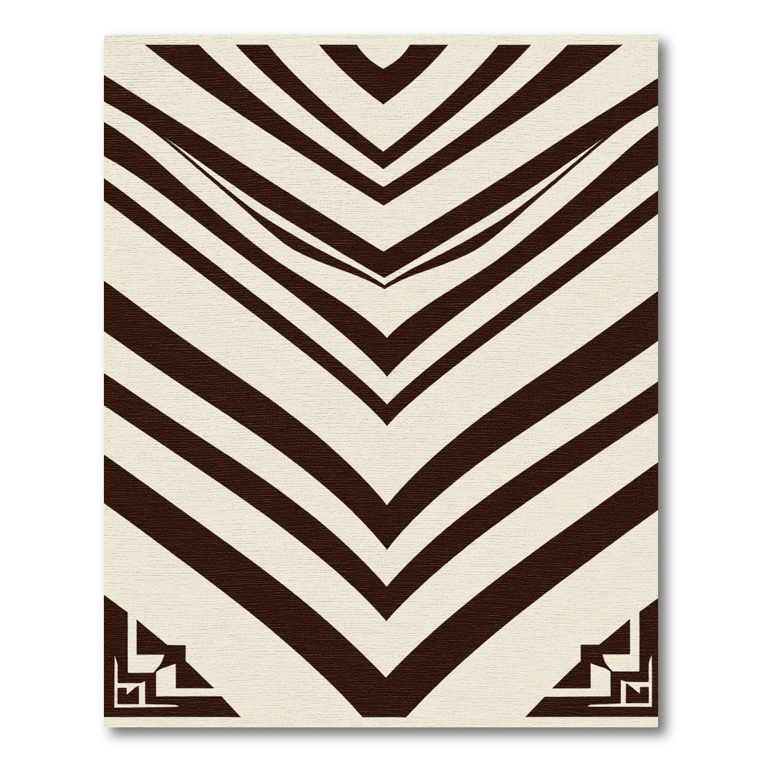 Bold Brown Chevron V Shape Rug