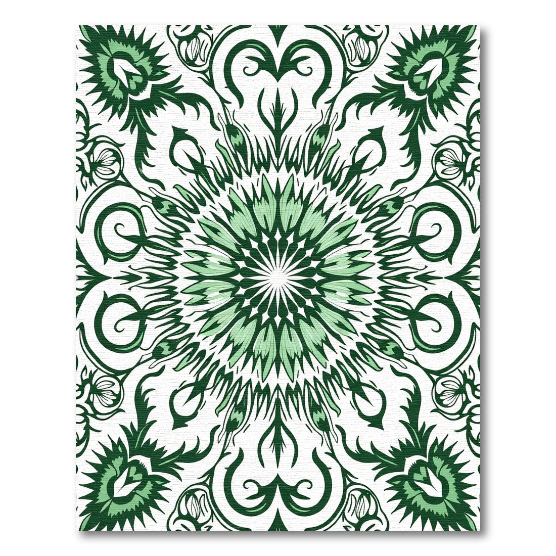 Lush Emerald Floral Medallion Layout Rug