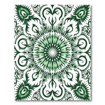 Lush Emerald Floral Medallion Layout Rug