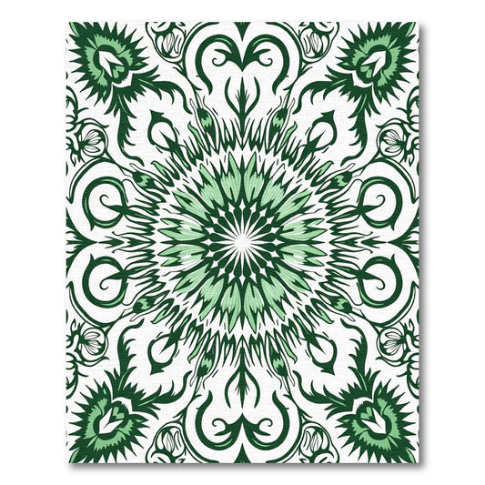 Lush Emerald Floral Medallion Layout Rug