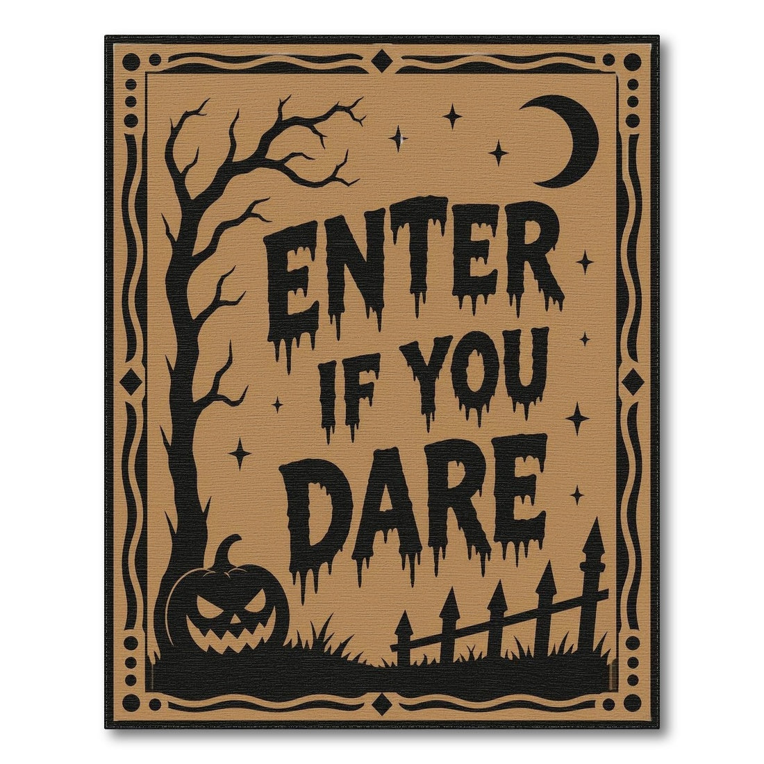 Brown and Tan Enter If You Dare Halloween Area Rug