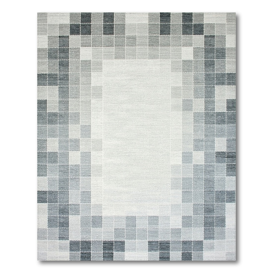 Grey Geometric Block Area Rug