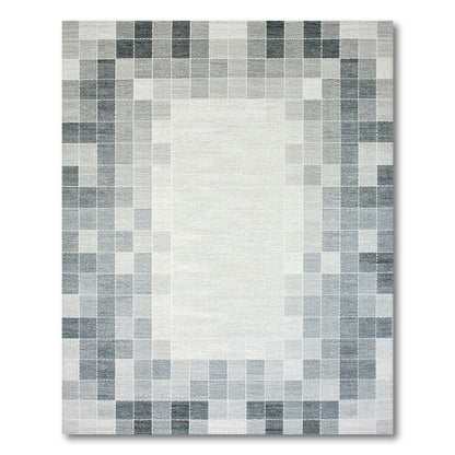 Grey Geometric Block Area Rug