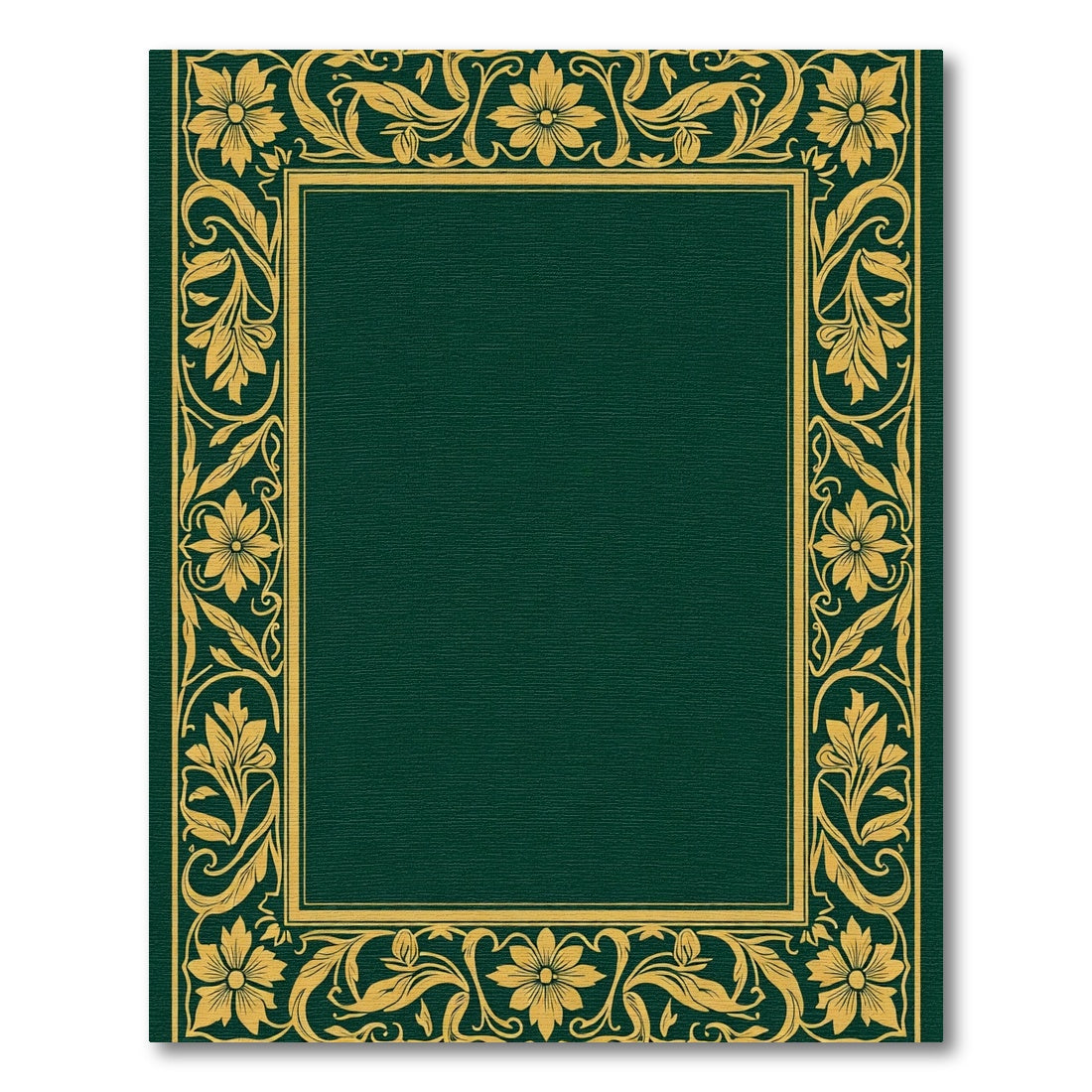 Elegant Gold Floral Border Emerald Rug