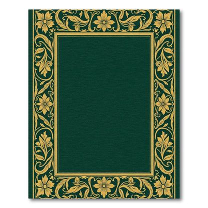 Elegant Gold Floral Border Emerald Rug