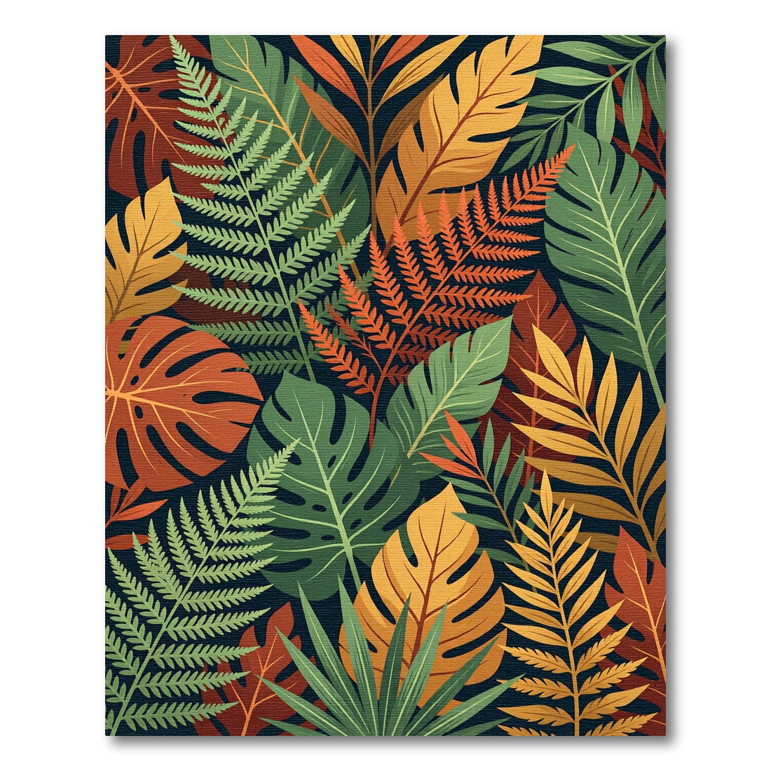 Vibrant Tropical Leaf Assortment Rug