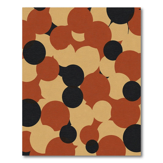 Burnt Orange Black Amber Circles Rug