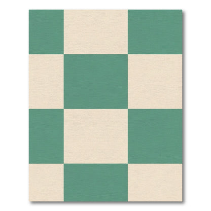 Teal Cream Checkerboard Square Arrangement Rug