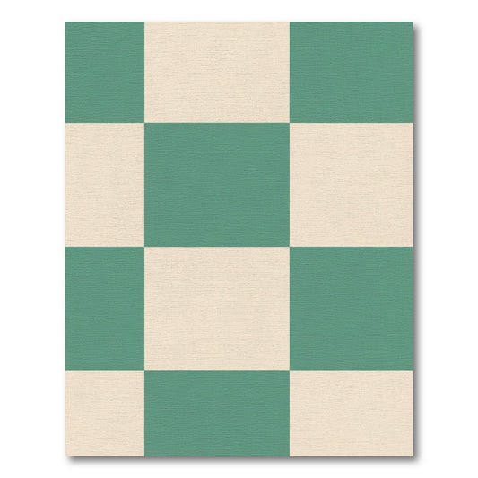 Teal Cream Checkerboard Square Arrangement Rug