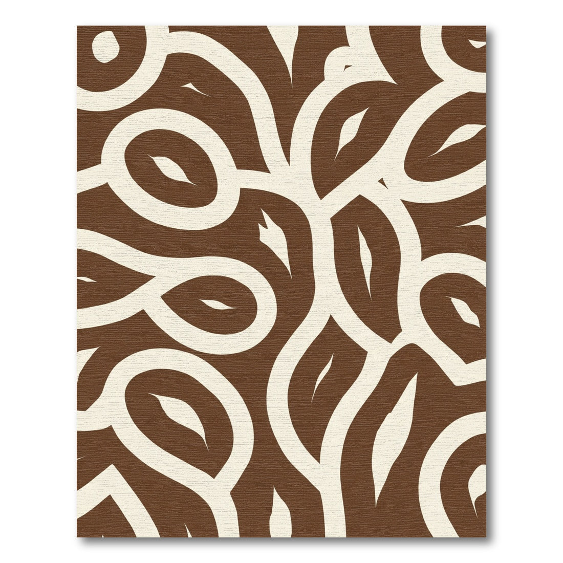 Cream Brown Organic Swirl Vine Rug