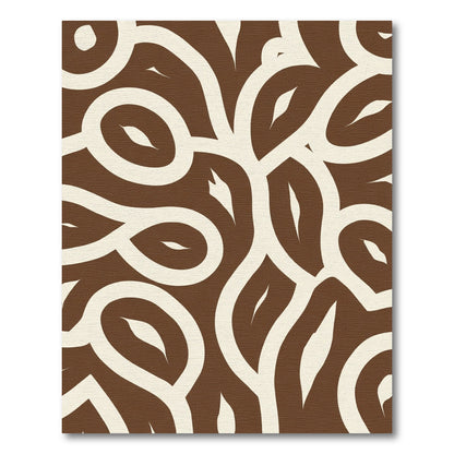 Cream Brown Organic Swirl Vine Rug