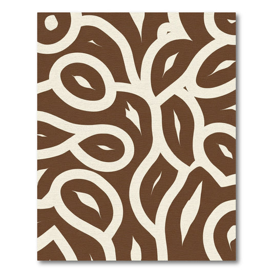 Cream Brown Organic Swirl Vine Rug