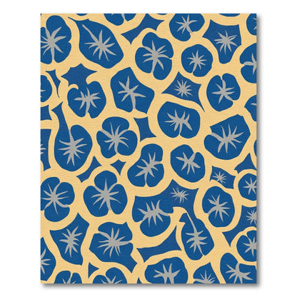 Bold Blue Flower Morning Glory Vines Rug