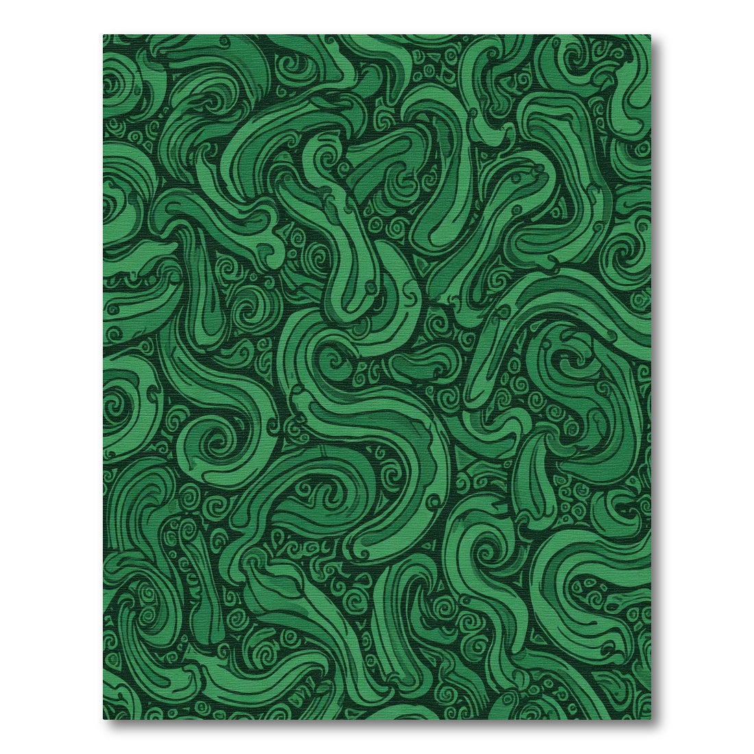 Emerald Green Swirling Ribbon Flow Rug
