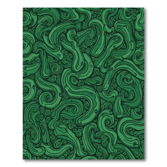 Emerald Green Swirling Ribbon Flow Rug