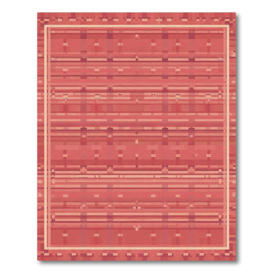 Terracotta Pixelated Stripe Framing Rug