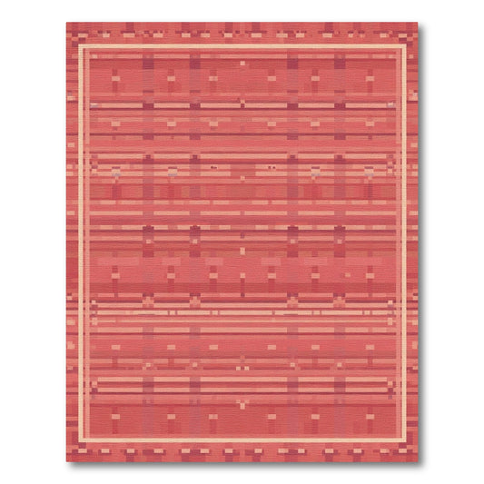 Terracotta Pixelated Stripe Framing Rug