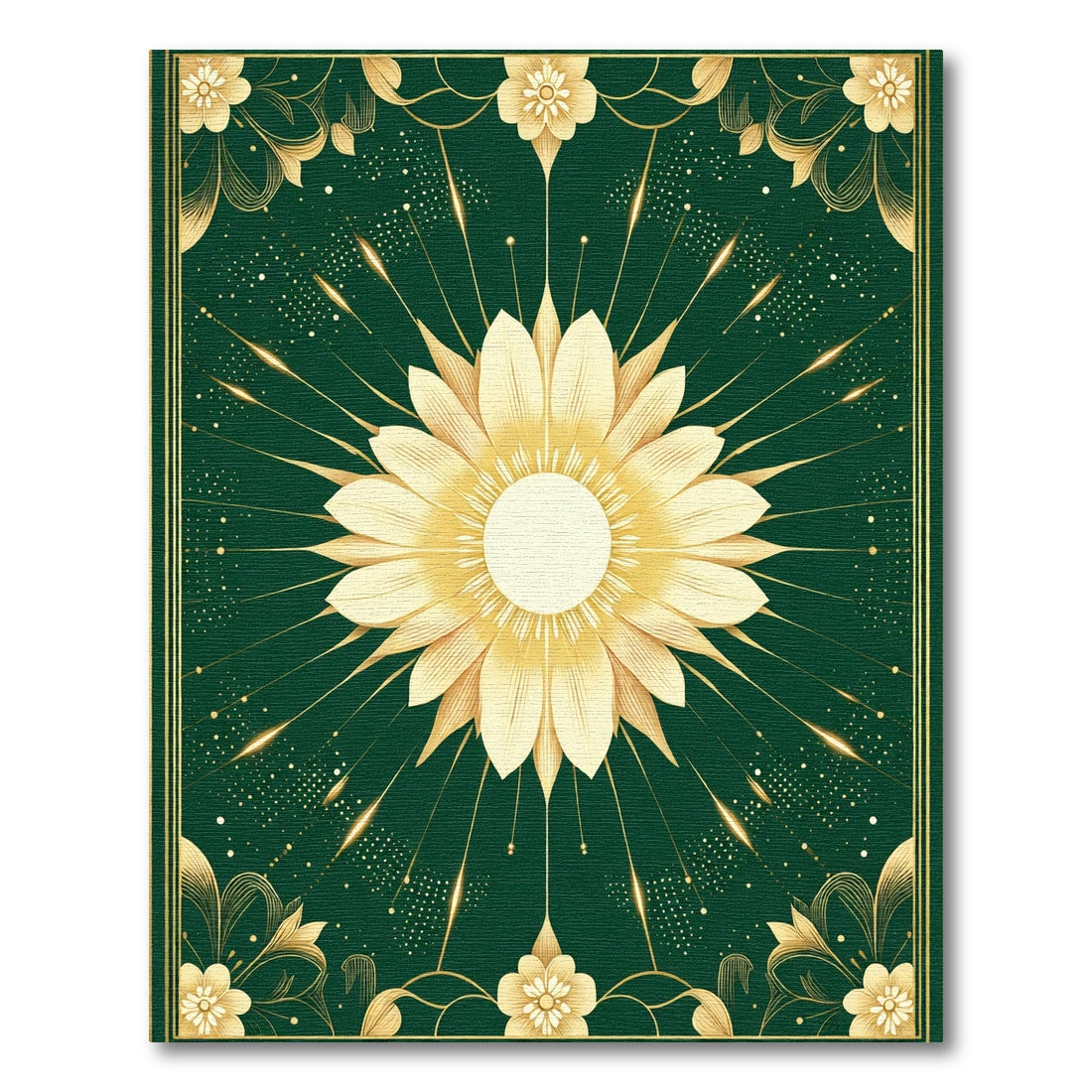 Emerald Golden Sunflower Sunburst Rug