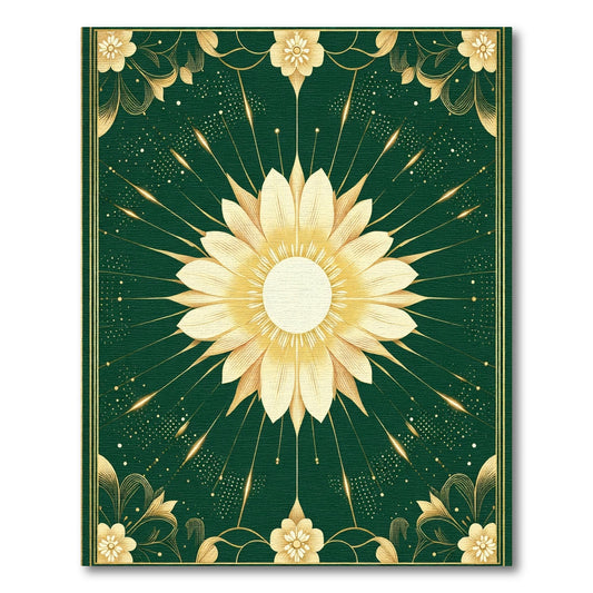 Emerald Golden Sunflower Sunburst Rug