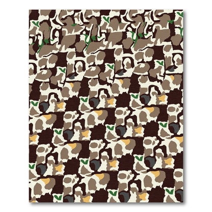 Farmyard Brown White Cow Herd Rug